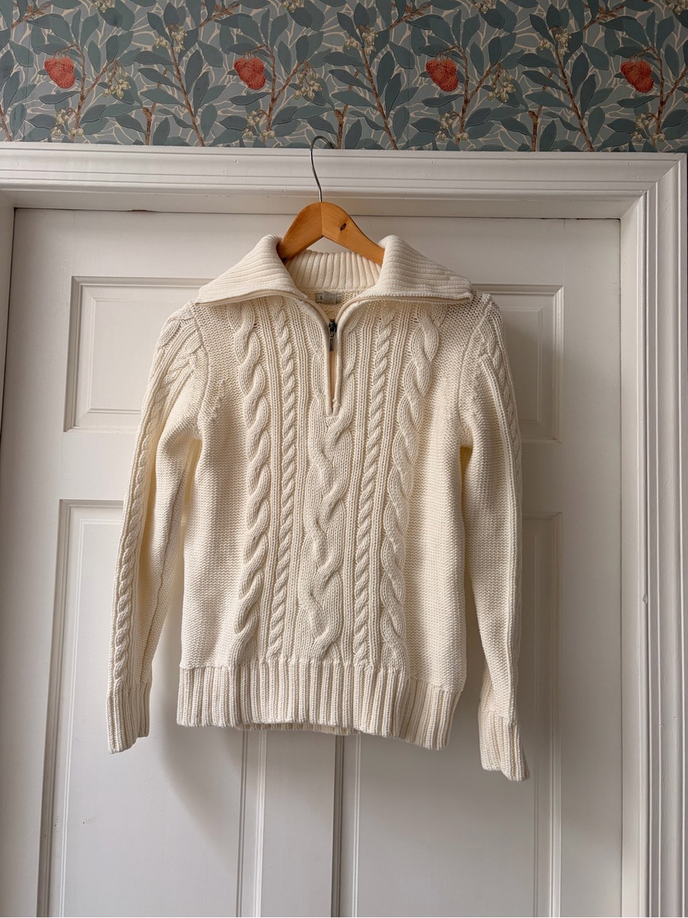 L.L.Bean Double L Cable Knit Fisherman Sweater | Coastal | Cream | New England